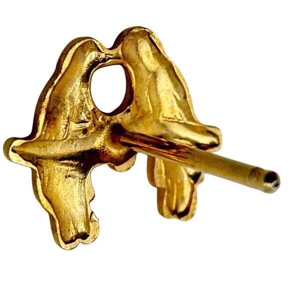 Vtg  Earrings 14K GF Post 12K Gold Fill Love Birds Retro Design Pierced Gift 3 - Picture 8 of 9